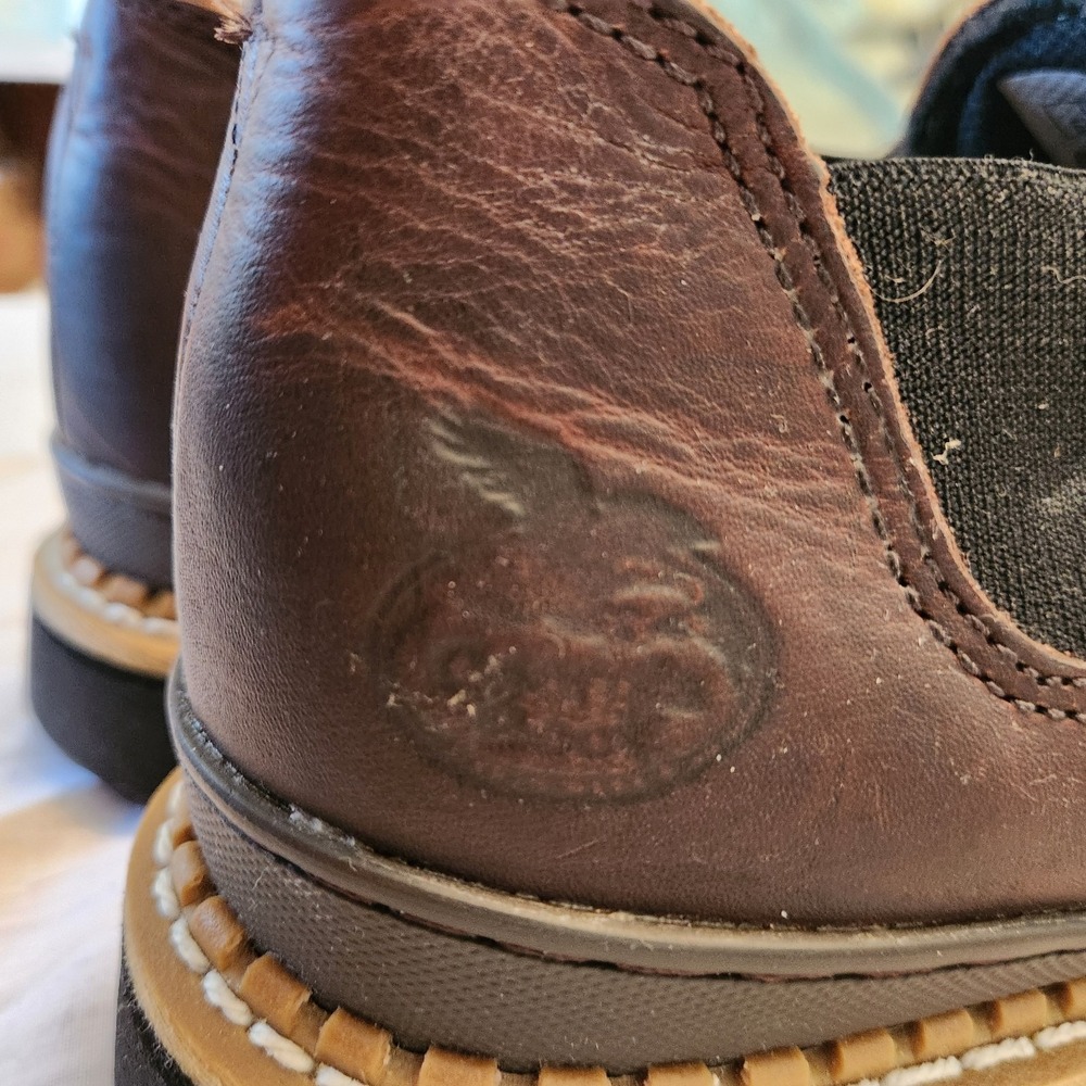 Georgia Giant Romeo Boots Mens 10 M GR262 Brown Leather Chelsea Chore Steel Toe - Picture 8 of 11